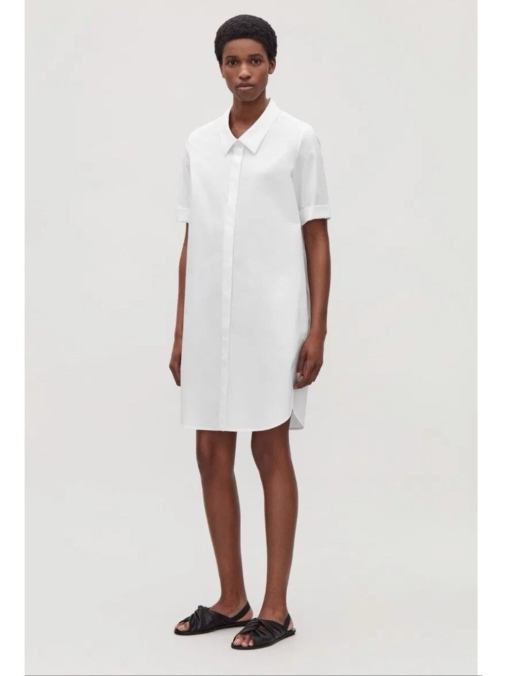COS Women’s Shirt Dress Minimalist Lagenlook White Cotton Relaxed Size 12 Summer - Picture 13 of 13